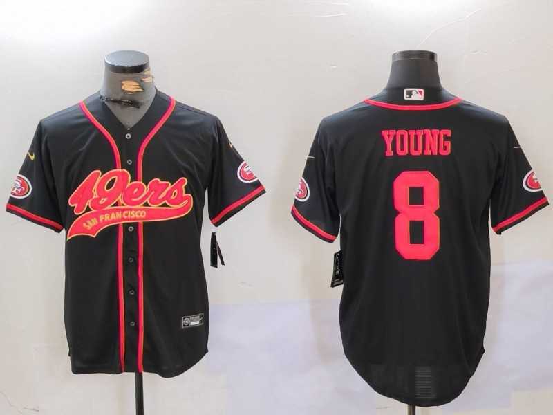 Men%27s San Francisco 49ers #8 Steve Young Black With Patch Cool Base Stitched Baseball Jerseys